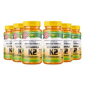 Kit 6x Vitamina K2 mk-7 Menaquinona 120 Cápsulas Vegetarianas - Unilife