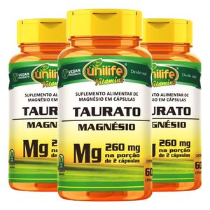 Kit 3x Magnésio Taurato (620mg) 60 Cápsulas - Unilife