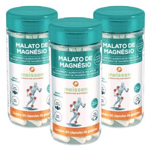 Kit 3x Malato de Magnesio (500mg) 60 Cápsulas - Meissen