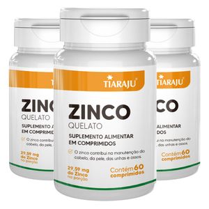 Kit 3x Zinco (29,59mg) 60 Comprimidos - Tiarajú