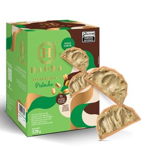 Ovo de Páscoa Chocolate Branco Recheado com Creme de Pistache e Crocante de Pistache (Sem Açúcar) 320g - Haoma