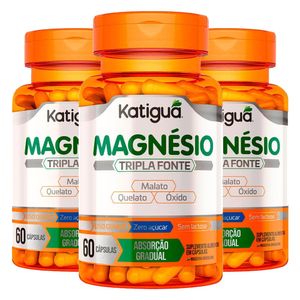 Kit 3x  Magnésio Tripla Fonte 60 Cápsulas - Katiguá