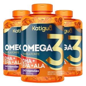 Kit 3x Ômega 3 Tripla Fonte (EPA, DHA e ALA) 240 Cápsulas - Katiguá