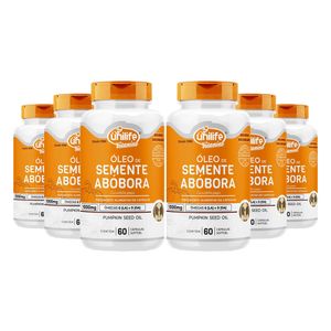 Kit 6x Óleo de Semente de Abóbora (1000mg) 60 Cápsulas - Unilife