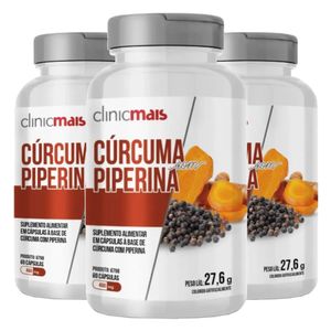 Kit 3x Cúrcuma e Piperina (460mg) 60 Cápsulas - Chá Mais