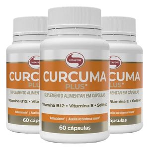 Kit 3x Cúrcuma Plus (500mg) 60 Cápsulas - Vitafor