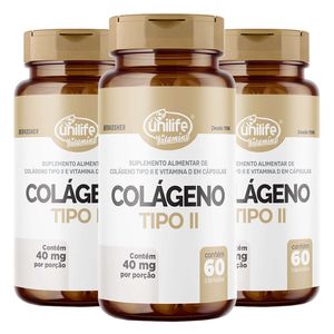 Kit 3x Colágeno Tipo II com Vitamina D (400mg) 60 Cápsulas - Unilife