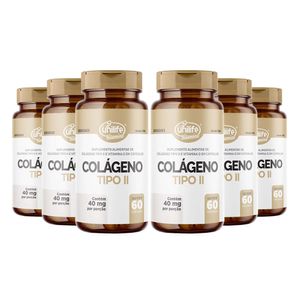 Kit 6x Colágeno Tipo II com Vitamina D (400mg) 60 Cápsulas - Unilife