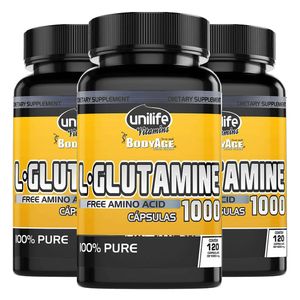 Kit 3x Glutamina Pura (1000mg) 120 Cápsulas - Unilife