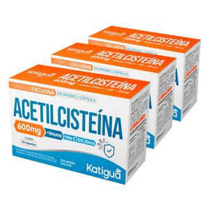 kit 3x Acetilcisteína (600mg) 16 Cápsulas - Katiguá