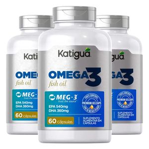 Kit 3x Ômega 3 - Fish Oil Meg 3 60 Cápsulas - Katiguá