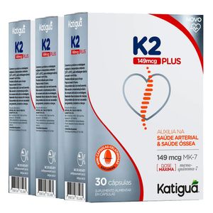 Kit 3x Vitamina K2 Plus (149mcg) 30 Softgel - Katiguá