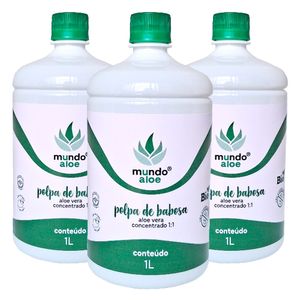 Kit 3x Polpa de Babosa (Aloe Vera Concentrado) 1L - Mundo Aloe