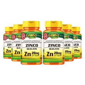 Kit 6x Zinco Quelato ZN (28mg) 60 Cápsulas Vegetarianas - Unilife