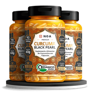 Kit 3x Cúrcuma Black Pearl - Cúrcuma Orgânica com pimenta preta (600mg) 90 Cápsulas - NOA Originals