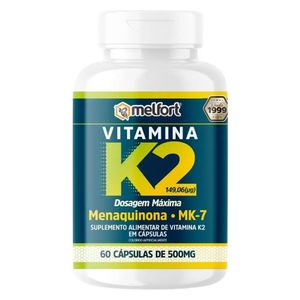 Vitamina K2 (500mg) Menaquinona MK-7 60 Cápsulas - Melfort