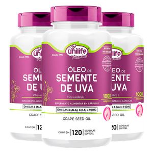 Kit 3x Óleo de Semente de Uva 120 Cápsulas - Unilife