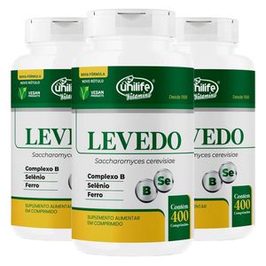 KIt 3x Levedo de Cerveja (450mg) 400 Comprimidos - Unilife