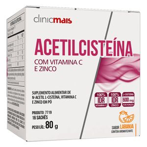 Acetilcisteína Com Vitamina C e Zinco Sabor Laranja 16 Sachês - Chá Mais