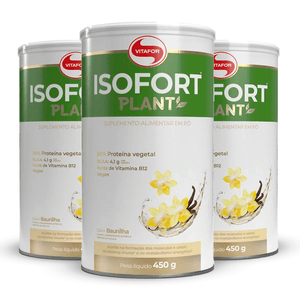 Kit 3x Isofort Plant 450g Baunilha (Proteína 100% vegano isolada de ervilha e arroz) - Vitafor