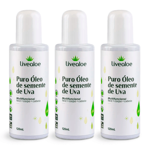 Kit 3x Óleo de Semente de Uva Puro 120ml - LiveAloe