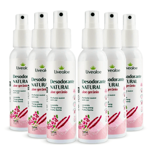 Kit 6x Desodorante Natural Aloe Gerânio 120ml - LiveAloe