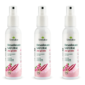 Kit 3x Desodorante Natural Aloe Gerânio 120ml - LiveAloe