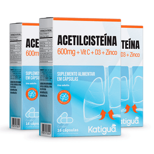 kit 3x Acetilcisteína (600mg) 16 Cápsulas - Katiguá