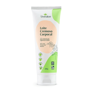Leite Cremoso (Creme Corporal de Aloe Vera, Babaçu, Uva, Poriparoba) 230g - LiveAloe
