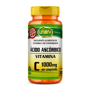Vitamina C Ácido Ascórbico (1000mg) 30 Comprimidos Vegetarianas - Unilife