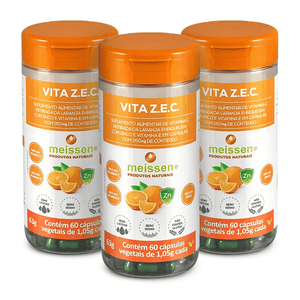 Kit 3x Vitamina C Vitamina E com Zinco (950mg) 60 Cápsulas - Meissen
