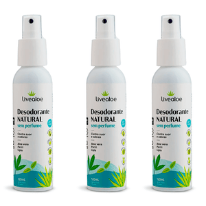 Kit 3x Desodorante Natural Sem Perfume (Aloe vera, Pariri, Lipia) 120ml - LiveAloe