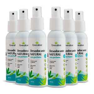 Kit 6x Desodorante Natural Sem Perfume (Aloe vera, Pariri, Lipia) 120ml - LiveAloe