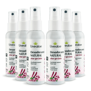 Kit 6x Desodorante Natural Aloe Gerânio 60ml - LiveAloe