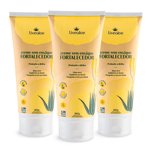 Kit 3x Creme Capilar Fortalecedor Sem Enxágue (Aloe Vera, Noni, Cupuaçu e Óleos Essenciais) 200ml - LiveAloe