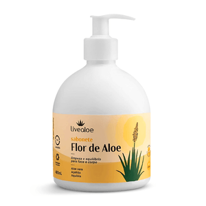 Sabonete Líquido Flor de Aloe (Aloe Vera, Açafrão, Aquiléia) 480ml - LiveAloe