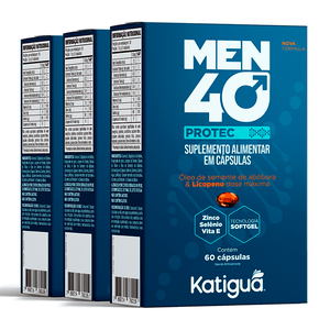 Kit 3x Men 40 Protec (Óleo de Semente de Abóbora, Licopeno, Zinco e Selênio) 60 Cápsulas - Katiguá