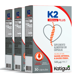 Kit 3x Vitamina K2 Plus (149mcg) 30 Softgel - Katiguá