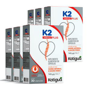 Kit 6x Vitamina K2 Plus (149mcg) 30 Softgel - Katiguá