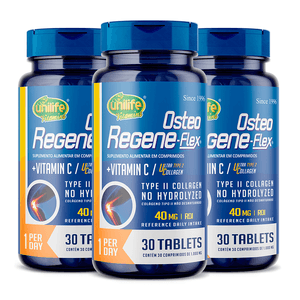 Kit 3x Colágeno Tipo 2 - Ósteo Regene-flex (1000mg) 30 Cápsulas - Unilife