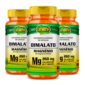 Kit 3x Magnésio Dimalato 60 Cápsulas Vegetarianas- Unilife