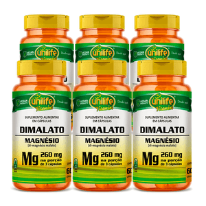 Kit 6x Magnésio Dimalato 60 Cápsulas Vegetarianas- Unilife