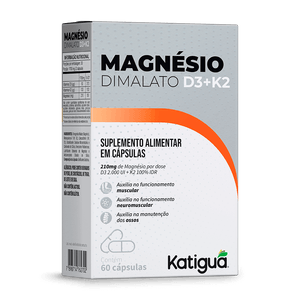 Magnésio Dimalato Com D3 e K2 60 Cápsulas - Katiguá