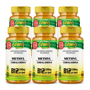 Kit 6x Vitamina B12 Metilcobalamina 60 Cápsulas Vegetarianas - Unilife