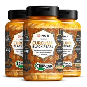Kit 3x Cúrcuma Black Pearl - Cúrcuma Orgânica com pimenta preta (600mg) 90 Cápsulas - NOA Originals