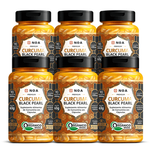 Kit 6x Cúrcuma Black Pearl - Cúrcuma Orgânica com pimenta preta (600mg) 90 Cápsulas - NOA Originals