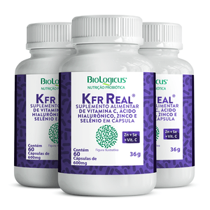 Kit 3x Kefir Real Suplemento à Base de Selênio, Zinco, Ácido Hialurônico e Vitamina C 60 Cápsulas - Biologicus