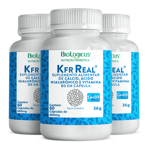 Kit 3x Kefir Real Suplemento à Base de Cálcio, Ácido Hialurônico e Vitamina D3 60 Cápsulas - Biologicus