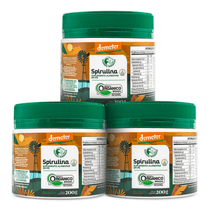 Kit 3x Spirulina Orgânica Certificada 200g em Pó - Fazenda Tamanduá