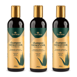 Kit 3x Shampoo Fortalecedor (Eclipta alba, Alecrim e Cúrcuma) 240ml - LiveAloe